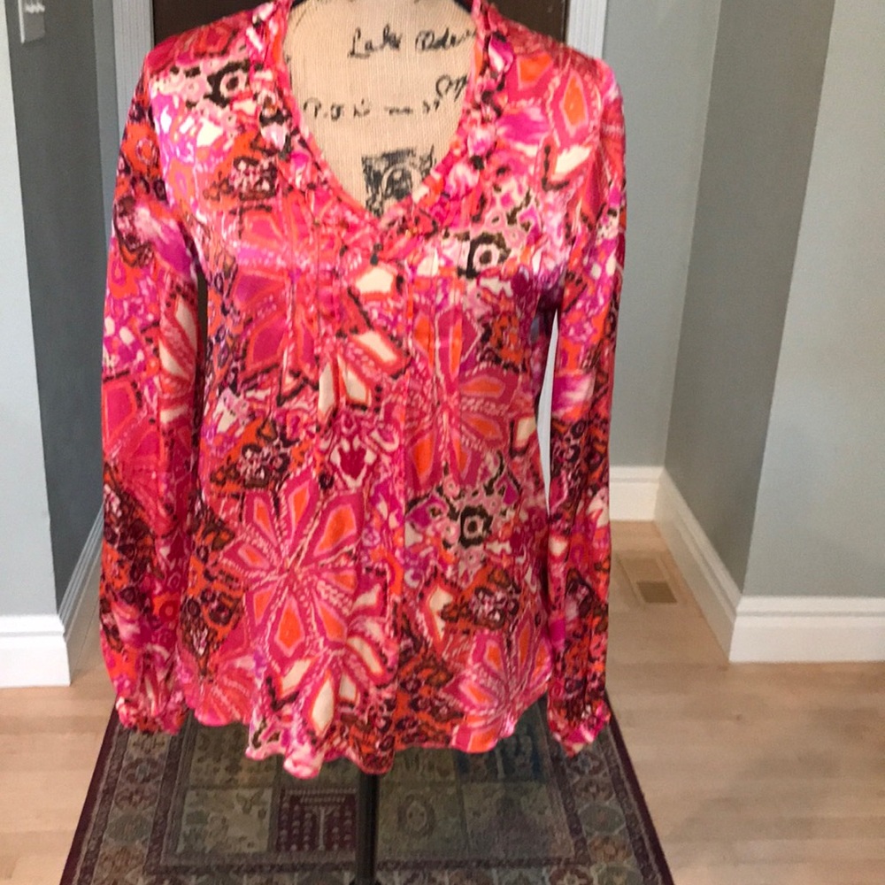 Sundance Catalog Classic Red/Pink Multi Pull over Top Size Small